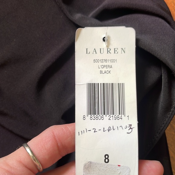 NEW Lauren by Ralph Lauren pleated black faux wrap dress - Picture 7 of 8